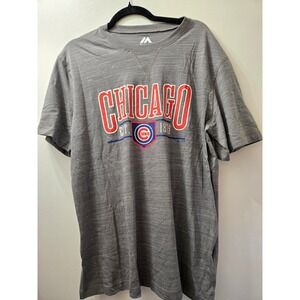 Majestic Men's Chicago Cubs‎ EST 1876 Graphic T Shirt Large Gray Short Sleeve